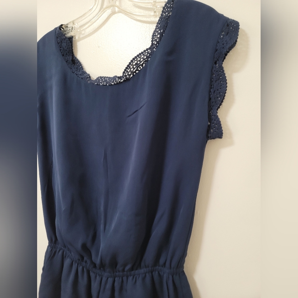 Revolve X Joie Romper Paola Blue Silk Crochet Trim Short Sleeve Slouchy Fit XXS - Picture 8 of 16
